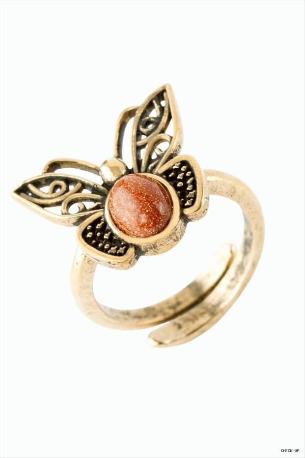 خاتم SVL-SHOP الأصلي مع حجر طبيعي (92034) نجمة بنية