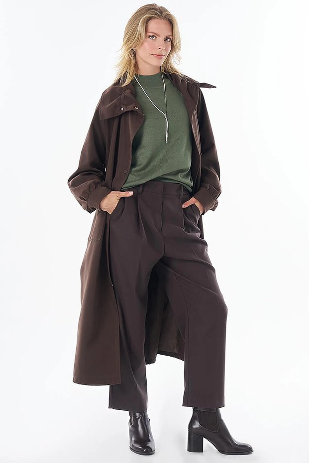 Trench Coat with Bag Pocket