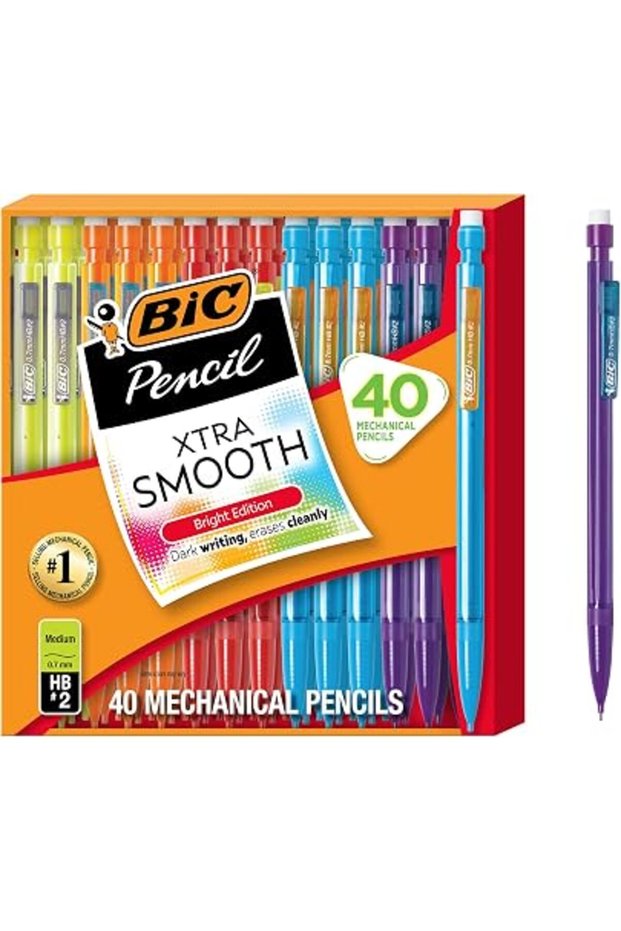 أقلام رصاص ميكانيكية BIC Xtra Smooth Bright Edition، برأس متوسط 0.7 مم