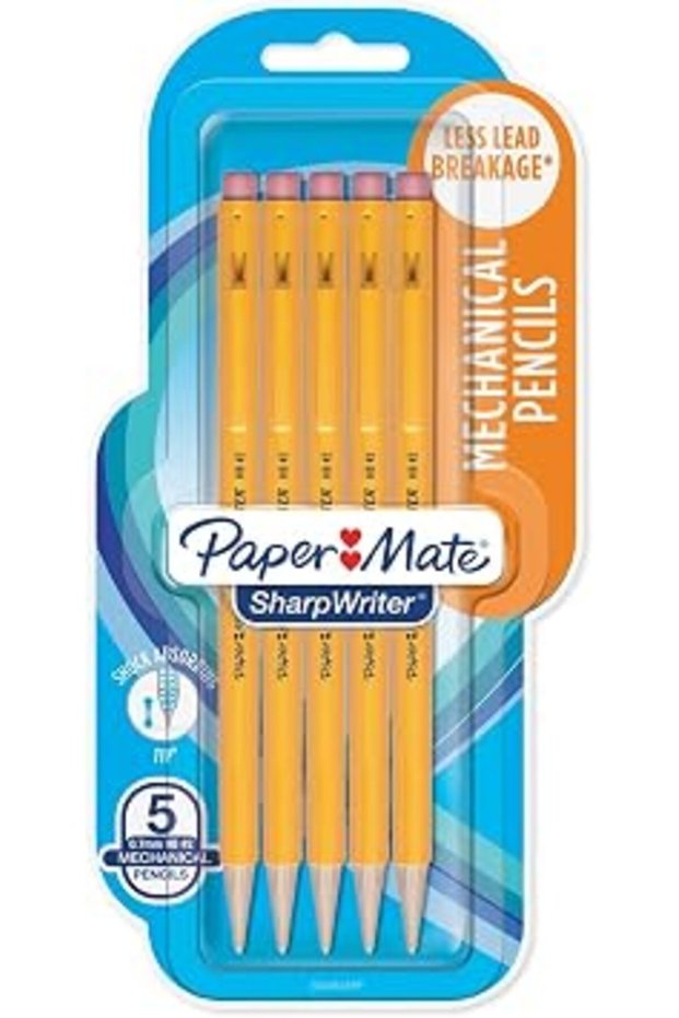 قلم رصاص ميكانيكي من Papermate Sharpwriter، أصفر، 5 أقلام في العبوة (عبوة واحدة)