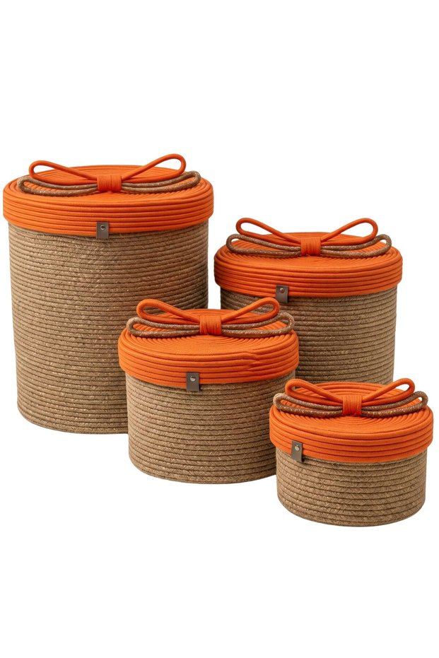 Pearl Series 4-Piece Premium Jute Basket Set | Kurdeleli Vegan Home & Bathroom Organizer (9 Colors)