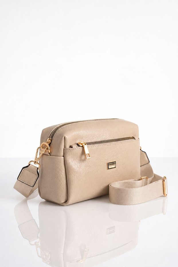 Vx-1441 Women's 3-Compartment Faux Leather Wide Strap Crossbody Bag Kum