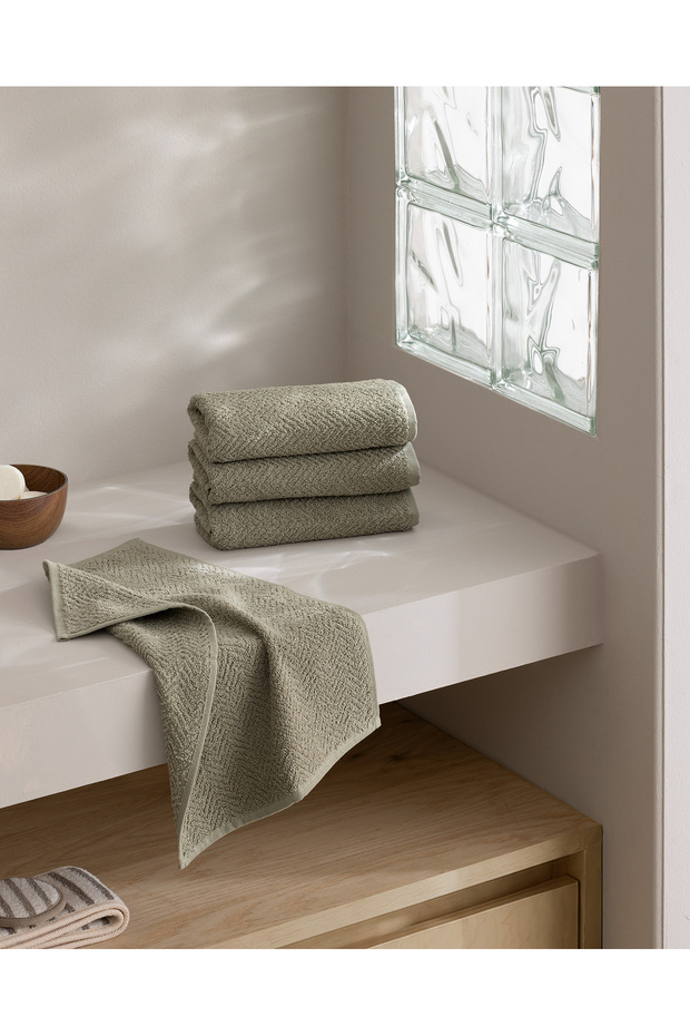 Neo Set of 4 100% Cotton Hand Towels - Khaki