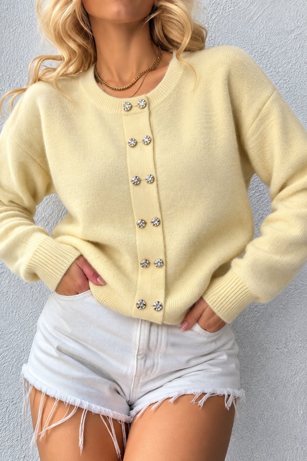 Women's Soft Yarn Detailed Buttoned Trendy Knitwear Sweater