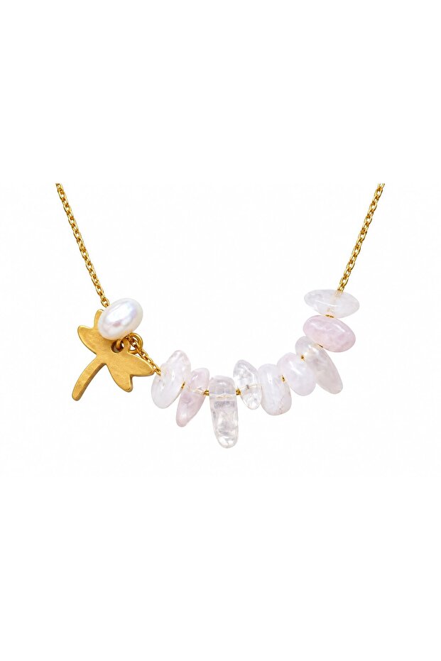 Kiyi Pearl & Natural Stone Steel Necklace