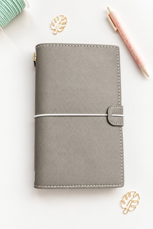 3-Compartment Faux Leather Notebook – Elasticated | 9 Color Options