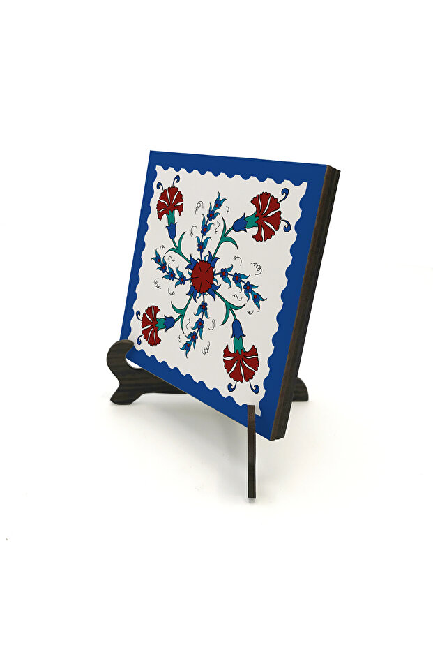 Ottoman Iznik Tile Pattern Printed Wooden Tabletop