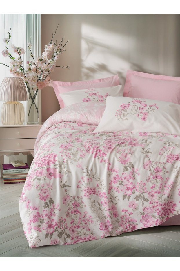 Floren pink double duvet cover set