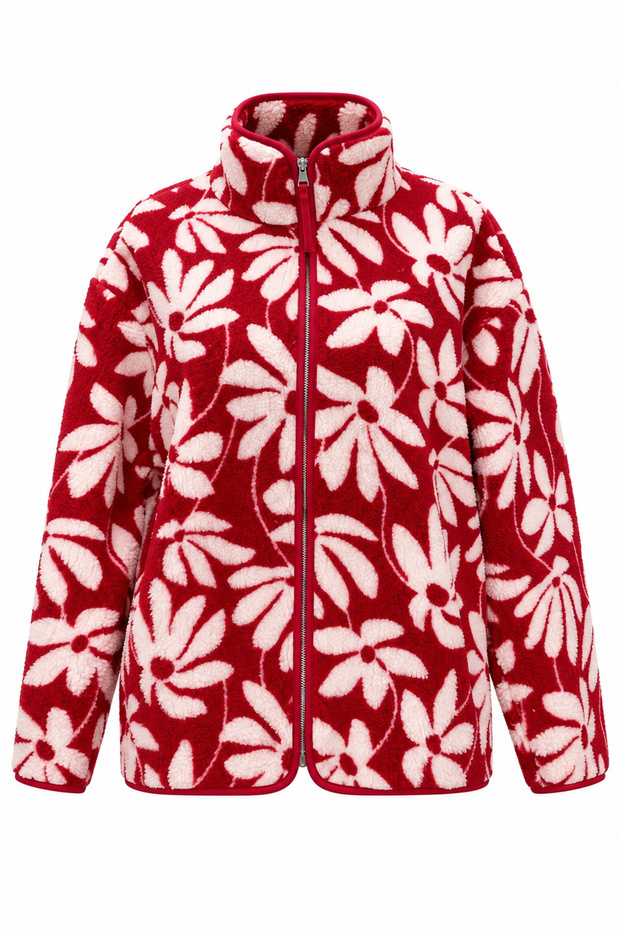 Floral Patterned Fleece Sweatshirt