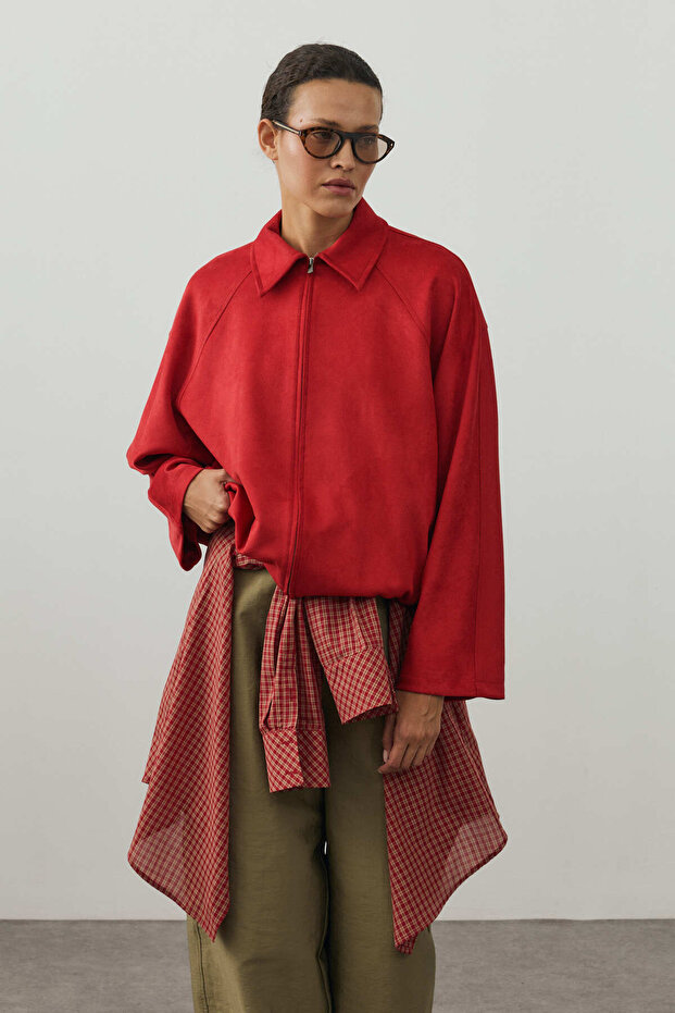Soft Bomber Jacket Red