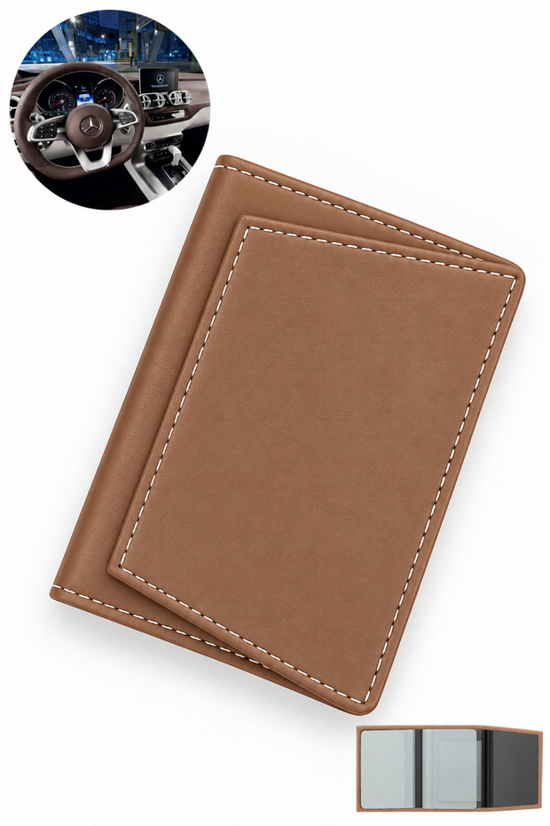 Car License Holder Wallet - Vehicle License Cover - Car License Protector - License Protection Case - License Wallet (Milk Coffee Color)