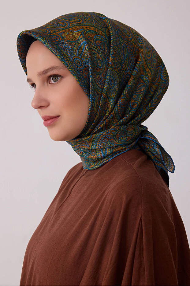 Ethnic Patterned 100% Twill Silk Scarf 4404D