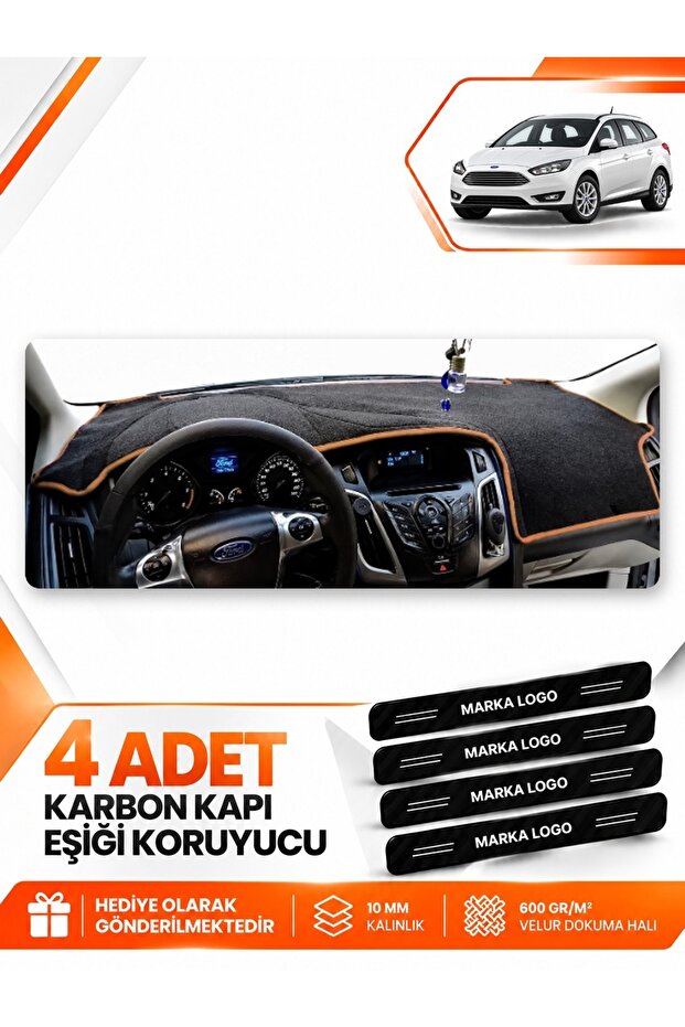 Ford Focus 3.5 Station Wagon (2014-2018) Compatible Dashboard Protection Cover - Black-Brown - Fo012
