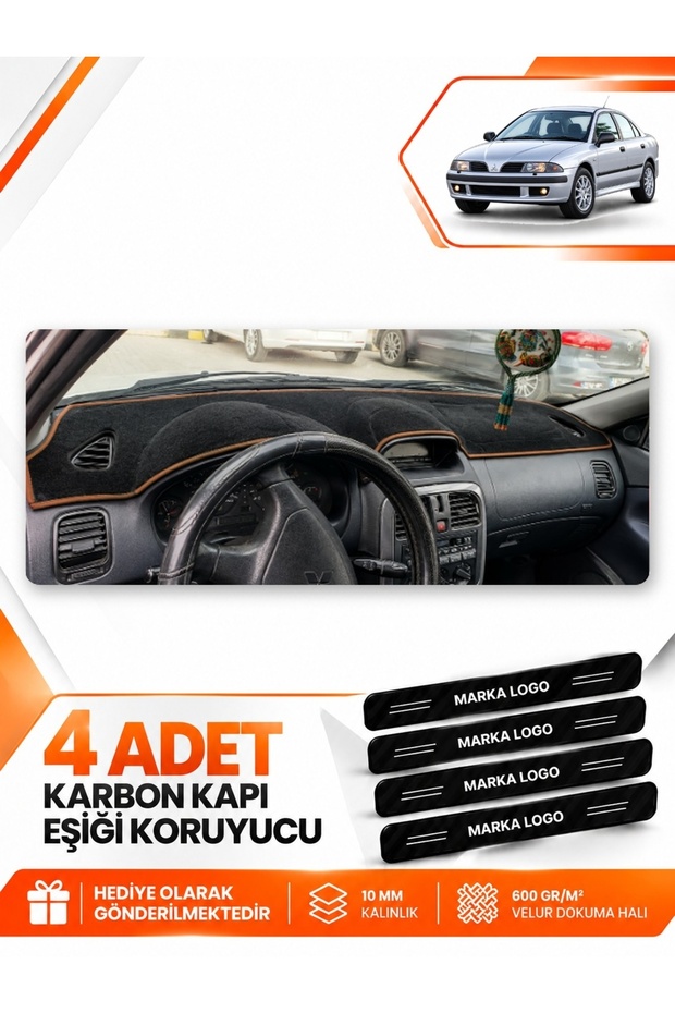 Mitsubishi Carisma Large Screen (1997-2003) Compatible Dashboard Protection Cover - Black-Brown - Mi004