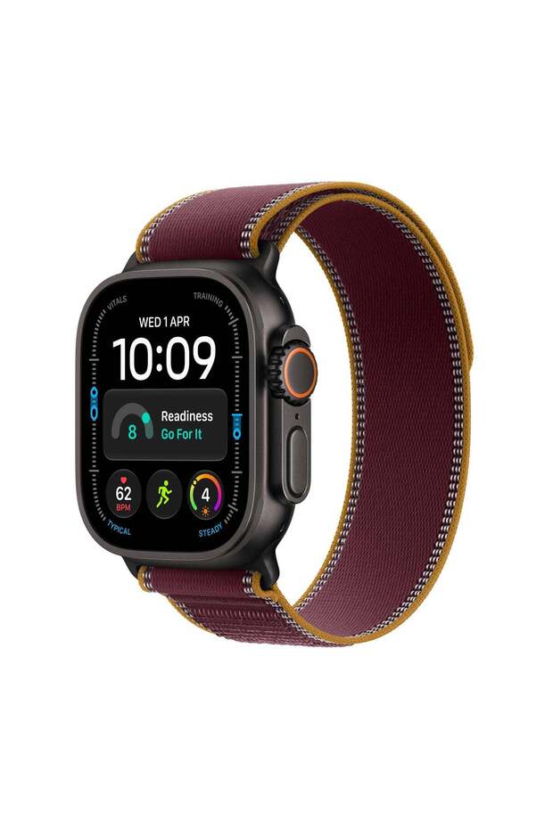 Watch Ultra 4 GPS + Cellular 49mm Black Titanium Case with Burgundy Trail Loop - S/M