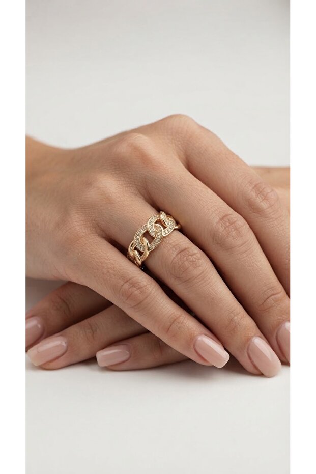 Zircon Stone Chain Ring