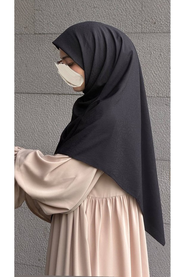 Premium Jacquard Huma Large Size Scarf -Black
