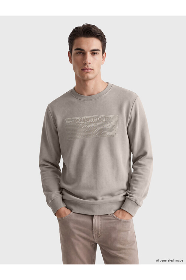 Esvab • Modern & Distinctive Zero Roba Collar Printed Thick Men's Sweatshirt