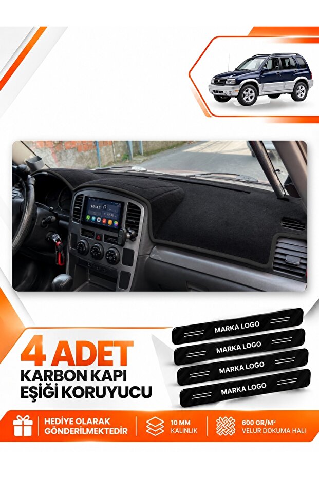 Suzuki Grand Vi̇tara (2003-2006) Compatible Dashboard Protection Protective Cover Carpet Cover - Black - Sz004