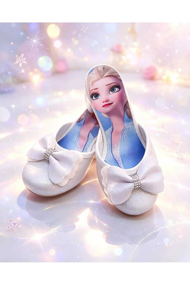 White Sand Glitter Children's Character Heel Slippers
