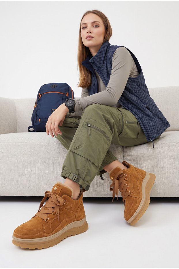 Women's Orthopedic Genuine Leather Suede Sports Style Thick Sole Daily Boots M27Kb/4155