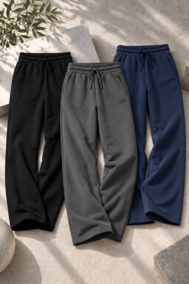 Men's Elastic Baggy Sweatpants 3-Piece Set