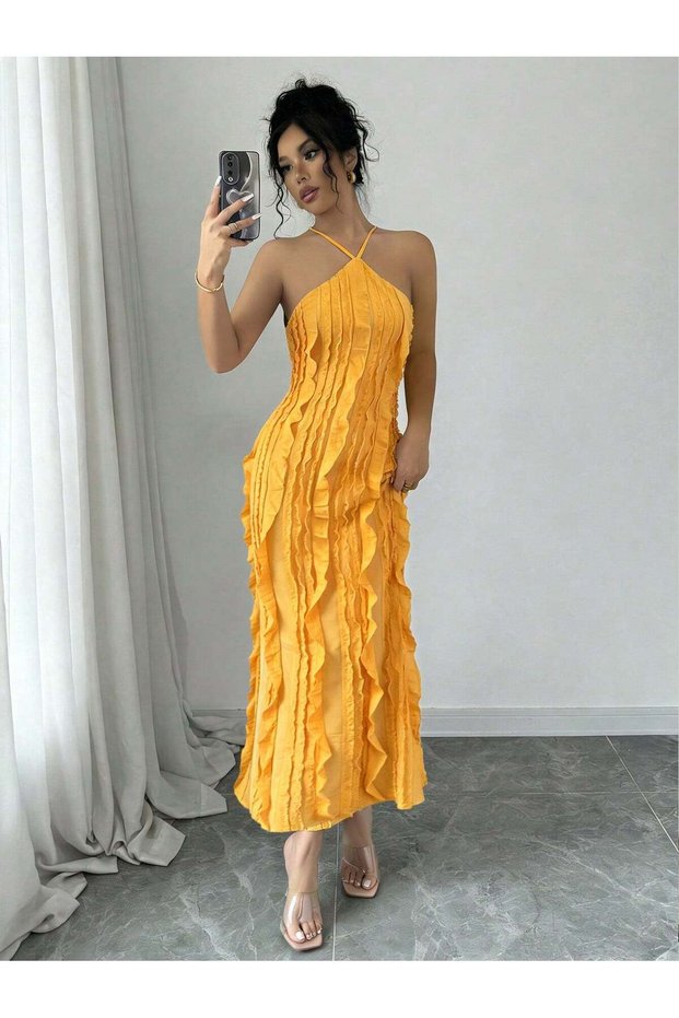 Rochie maxi, galben