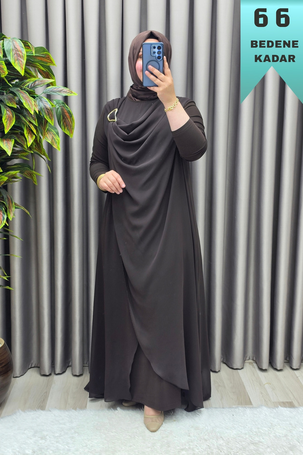 Women's Clothing Plus Size Buckled Chiffon Sandy Fabric Abaya