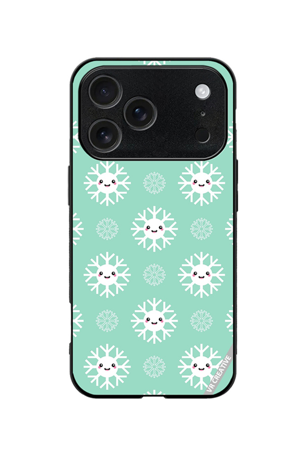 Protective Case Cover For Apple iPhone 18 Pro Cute And Happy Snowflakes Characters Design Multicolour