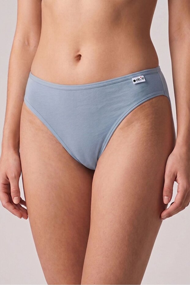 Women's Sis Blue Cotton Satin Ribbed Panties