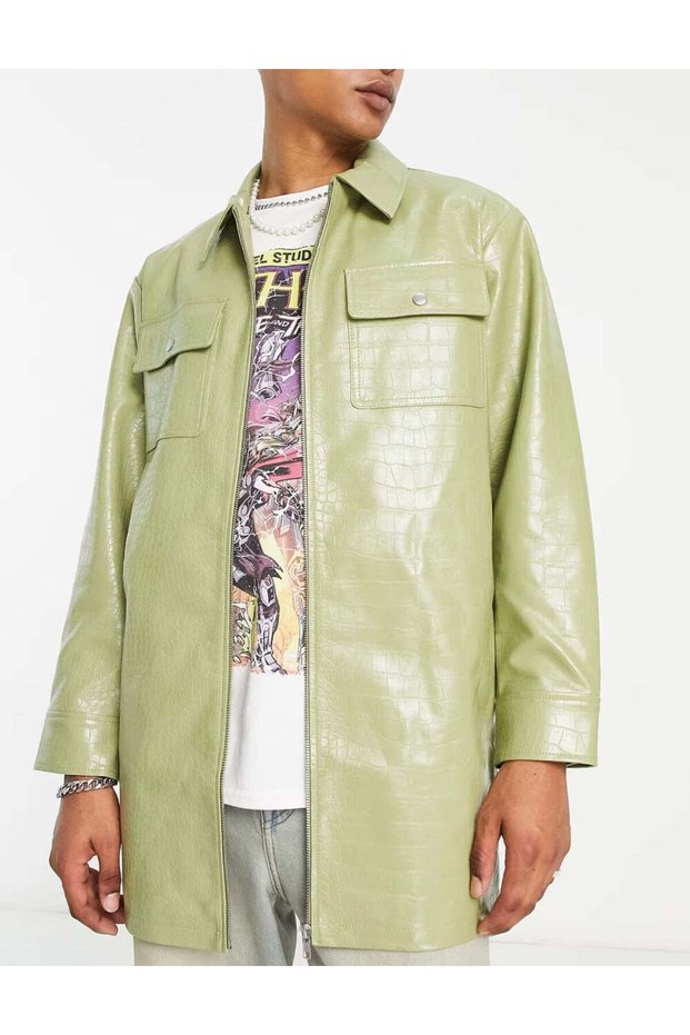 Faux Leather jacket, green