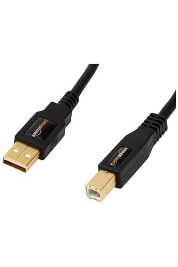 كابل USB-A إلى USB-B 2.0 للطابعة أو القرص الصلب الخارجي، موصلات مطلية بالذهب، 3 قطع