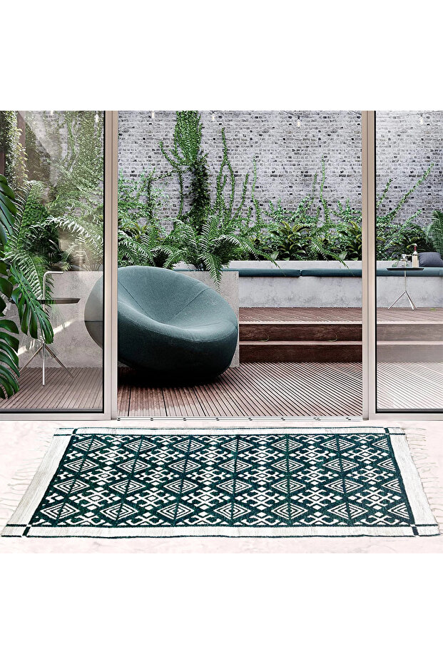 Traditional Ethnic Geometric Handwoven Cotton Area Rug – 35 x 60 Inches