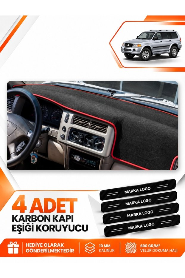 Mitsubishi Montero Sport (1996-2009) Compatible Front Glove Box Protection Cover - Black-Red - Mi015