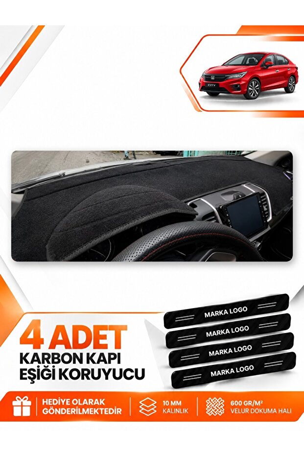 Honda City (2020-2024) Compatible Dashboard Protection Protective Cover Carpet Cover Chest Panel - Black - Ho003