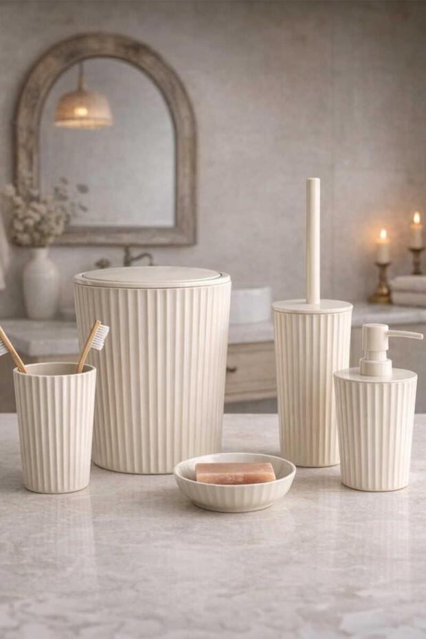 Ridge 5-Piece Bathroom Set Beige Color