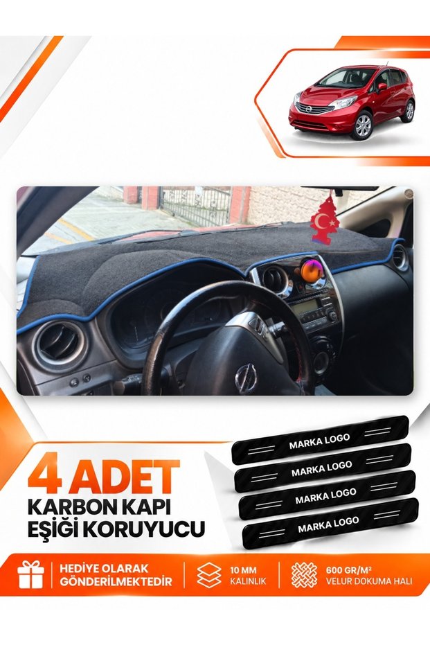 Nissan Note E12 (2009 and Later) Compatible Front Torpedo Protection Carpet Cover - Black-Blue - Ni011
