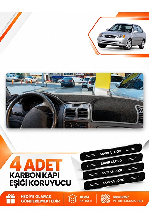 Hyundai Accent Admi̇re-Mi̇leni̇um (2000-2006) Compatible Front Torpedo Protection Cover - Black-Grey - Hu009