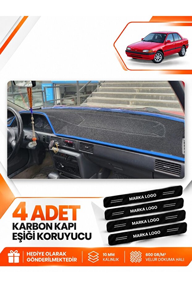 Mazda 323 Sedan (1991-1995) Compatible Front Torpedo Protection Case Carpet Cover - Black-Blue - Ma006