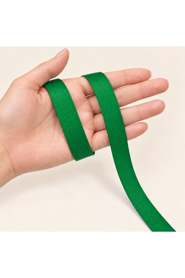 Grosgrain Ribbon Green 2 cm 91 Meters Decoration Packaging Hobby Bundle Dowry