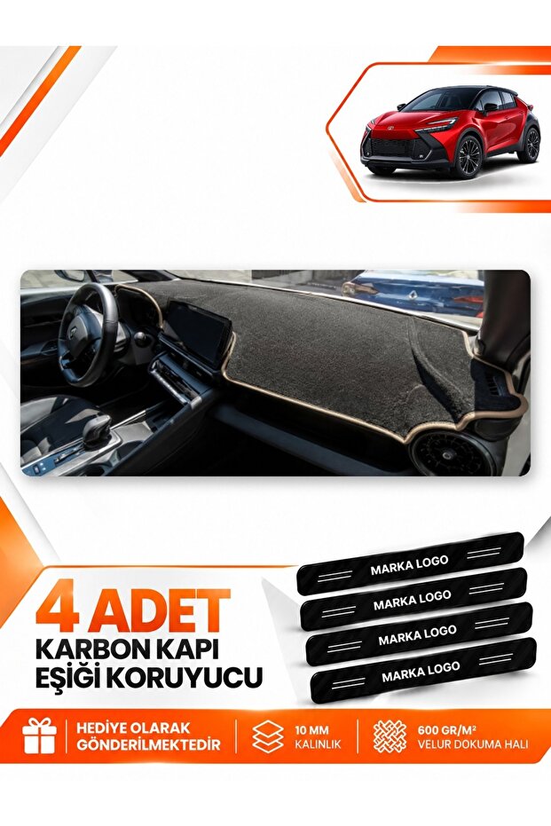 Toyota Chr Head up Display Not Available (2024-2026) Compatible Cover Dashboard Protection Case - Black-Beige - To028