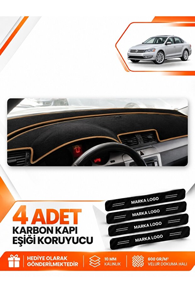 Volkswagen Passat B7 (2010-2015) Compatible Front Torpedo Protection Cover - Black-Brown - Vw016