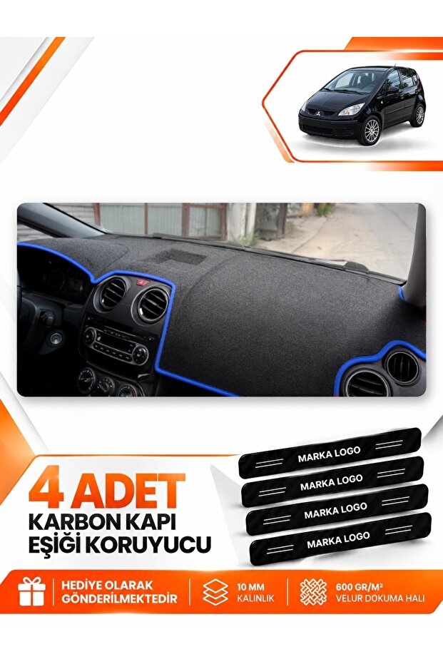 Mitsubishi Colt Pocked (2004-2013) Compatible Front Glove Box Protection Cover - Black-Blue - Mi005