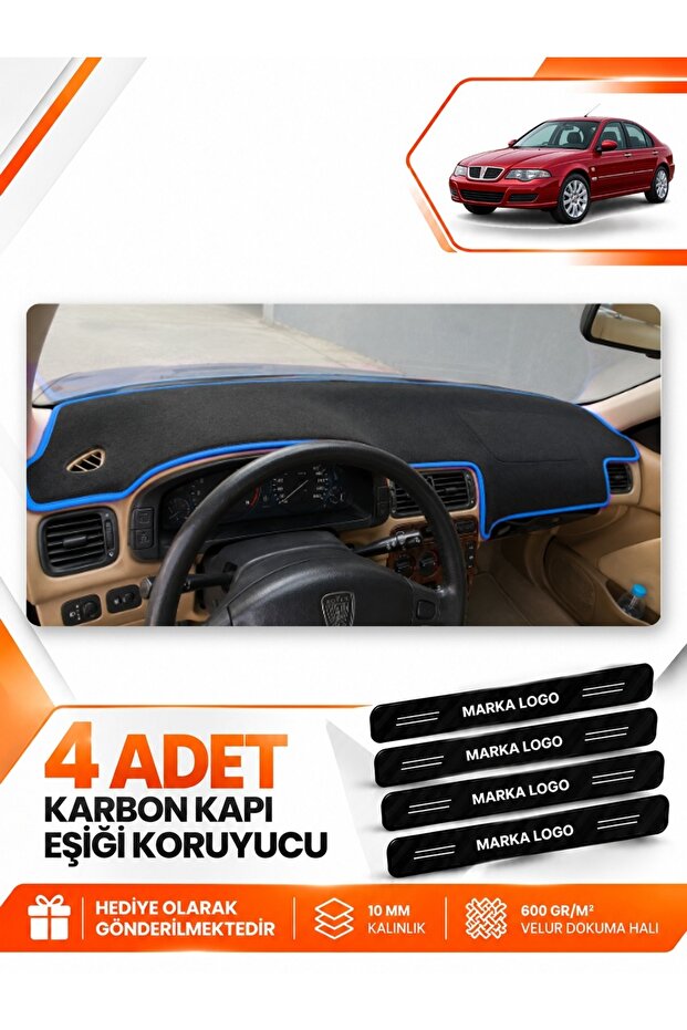 Rover 45 (1999-2005) Compatible Front Torpedo Protection Case Carpet Protective Cover - Black-Blue - Ro002