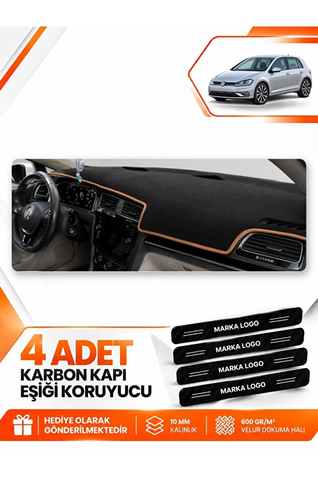Volkswagen Golf 7 (2012-2020) Compatible Front Torpedo Protection Cover - Black-Brown - Vw012