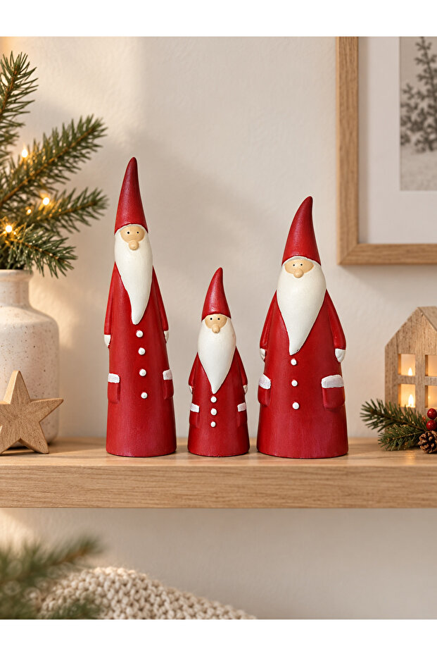 Decorative 3-Piece Red Santa Claus Figure New Year's Table and Shelf Decoration