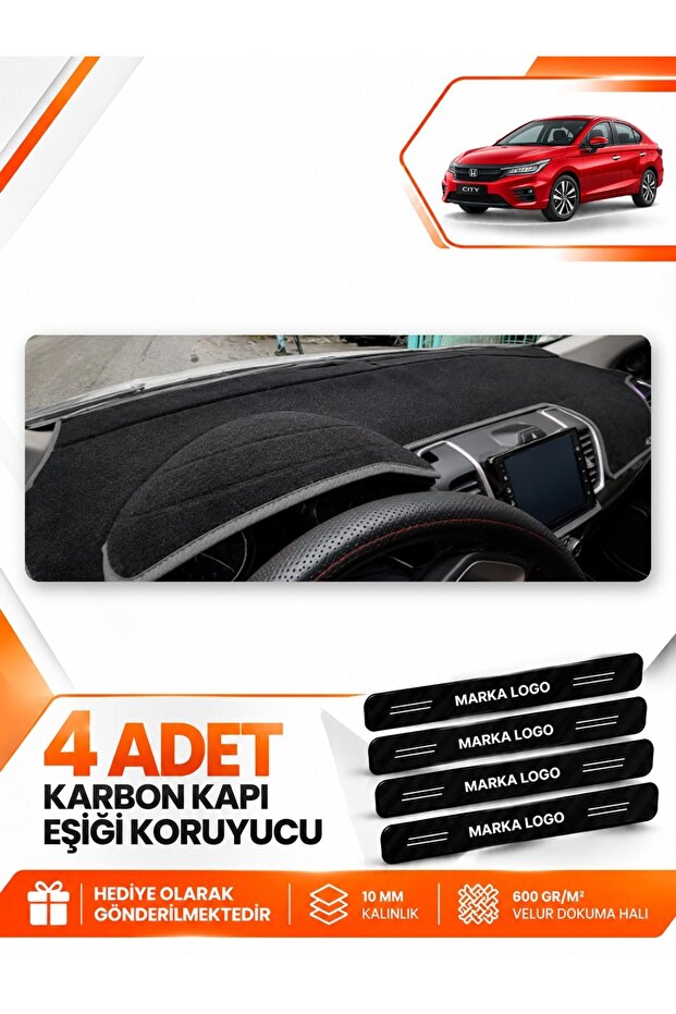 Honda City (2020-2024) Compatible Front Chest Glove Box Protection Cover Carpet Protector - Black-Grey - Ho003