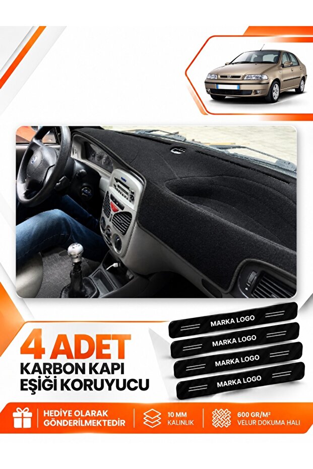 Fiat Si̇ena (1999-2005) Compatible Dashboard Protection Protective Cover Carpet Cover Chest Panel - Black - Fi002