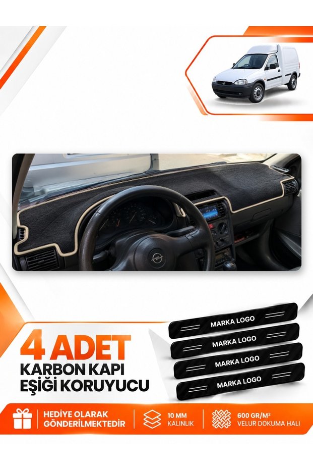 Opel Combo B (1992-2000) Compatible Front Cover Glove Box Protection Protector Cover Carpet - Black-Beige - Op006