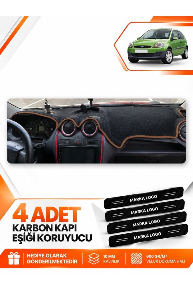 Ford Fi̇esta Type 1 (2002-2009) Compatible Front Torpedo Protection Cover - Black-Brown - Fo007
